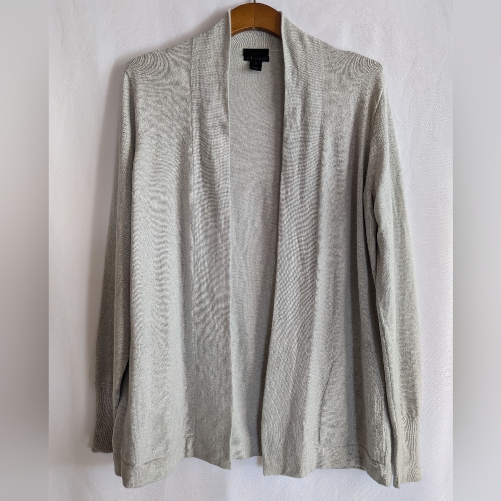J. Crew Medium Italian Cashmere Sweater Open Front Cardigan Gray